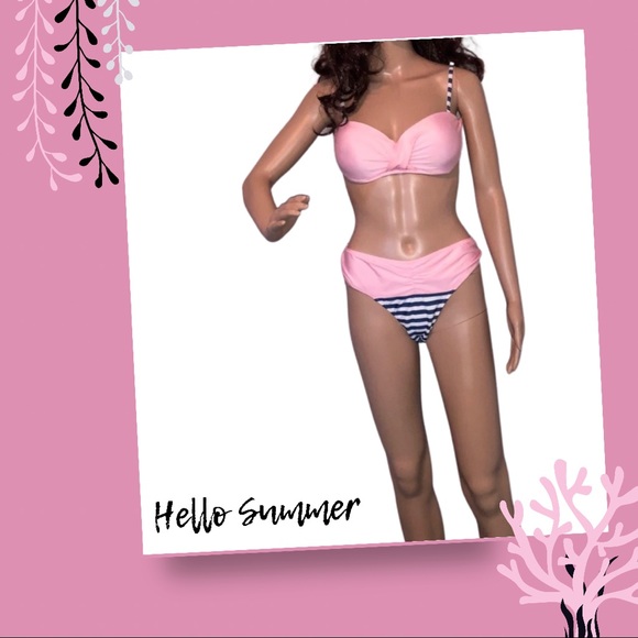 2-Pc Striped PushUp Underwire Bikini NWT - Picture 4 of 10